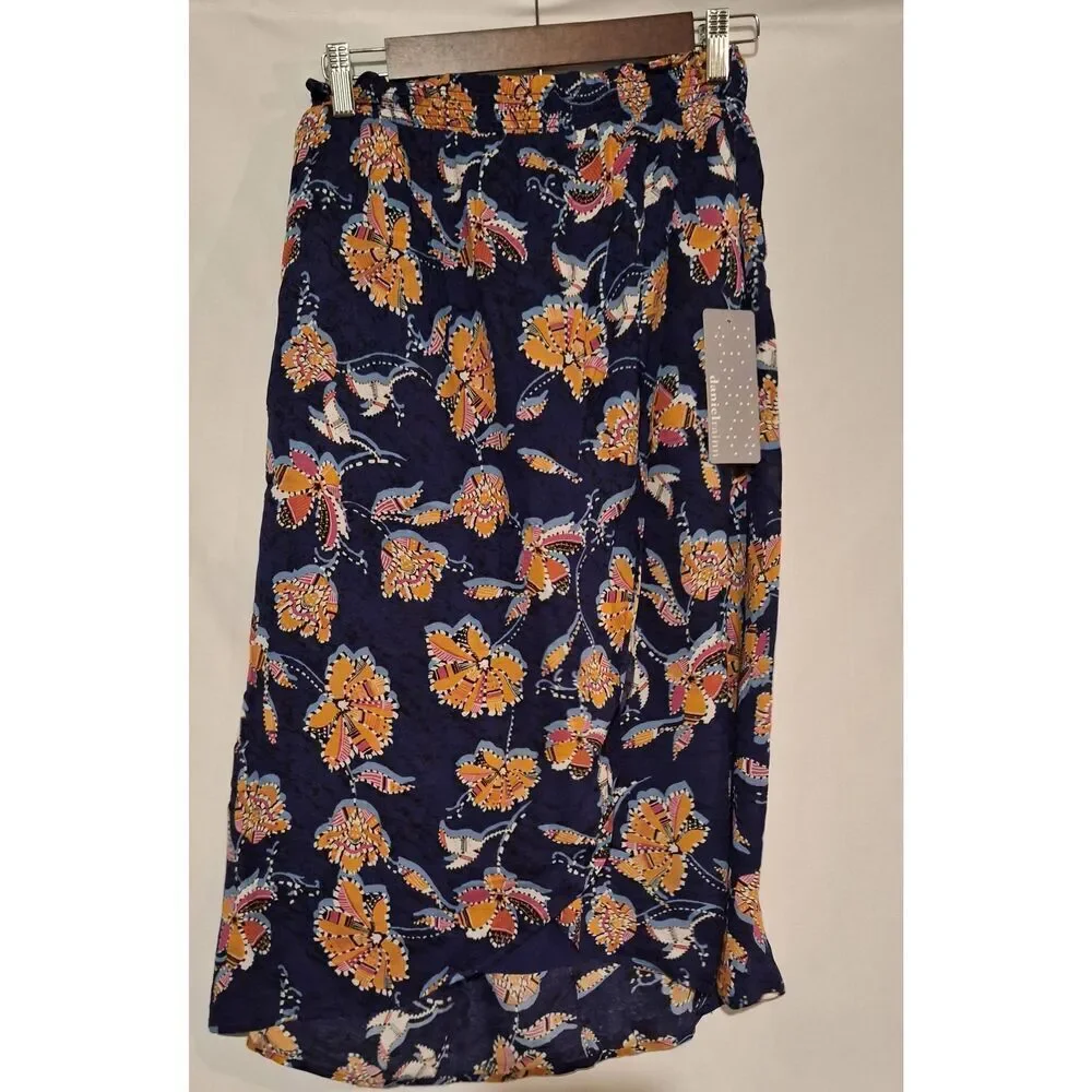 Daniel Rainn Womens Italia Midi Skirt Floral‎ Indigo Size Small NEW